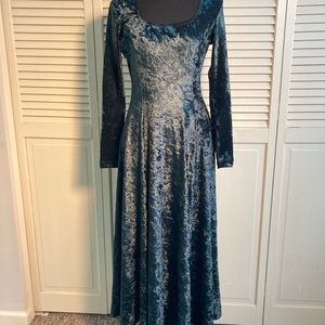 90s velvet green maxi dress